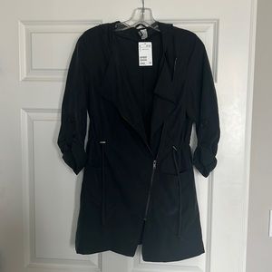 H&M Divided Utility/Hooded Trench Coat. Size 4 Color: Black/Blue tone.